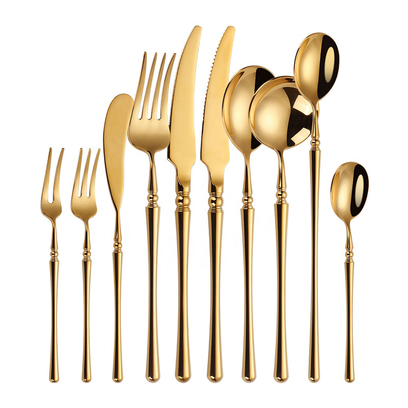 Elegant bulk Guld Flatware Stainless Steel Cutlely Set Spoons Forks and Knives for Begivenheder