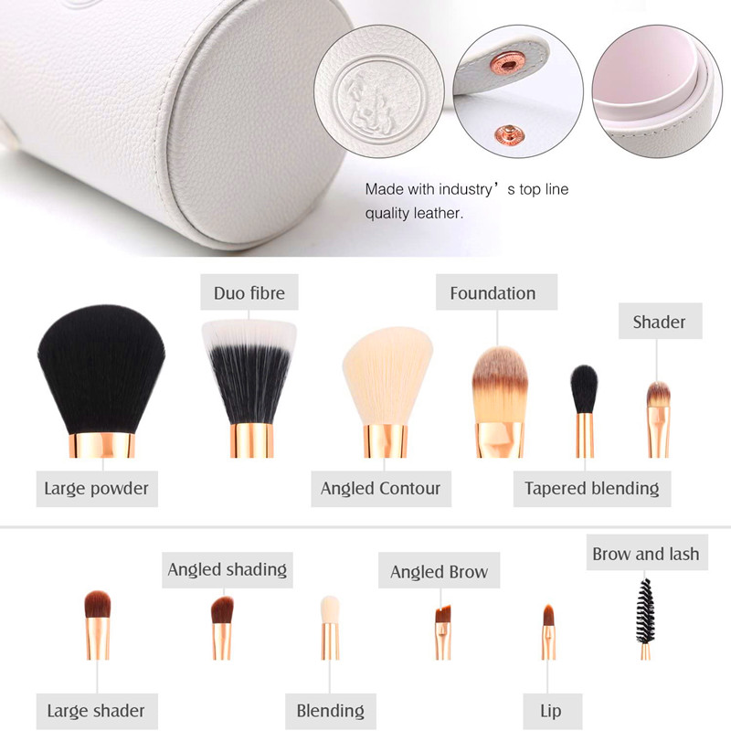 BEALXUR Travel Makeup pens Set White 12pcs Makeup pens Windches Premium Synthetic Hair Professionel Foundation Powder Contour Blush Cosmetic Eye Brush Sæt med Holder for Valentines Gaver