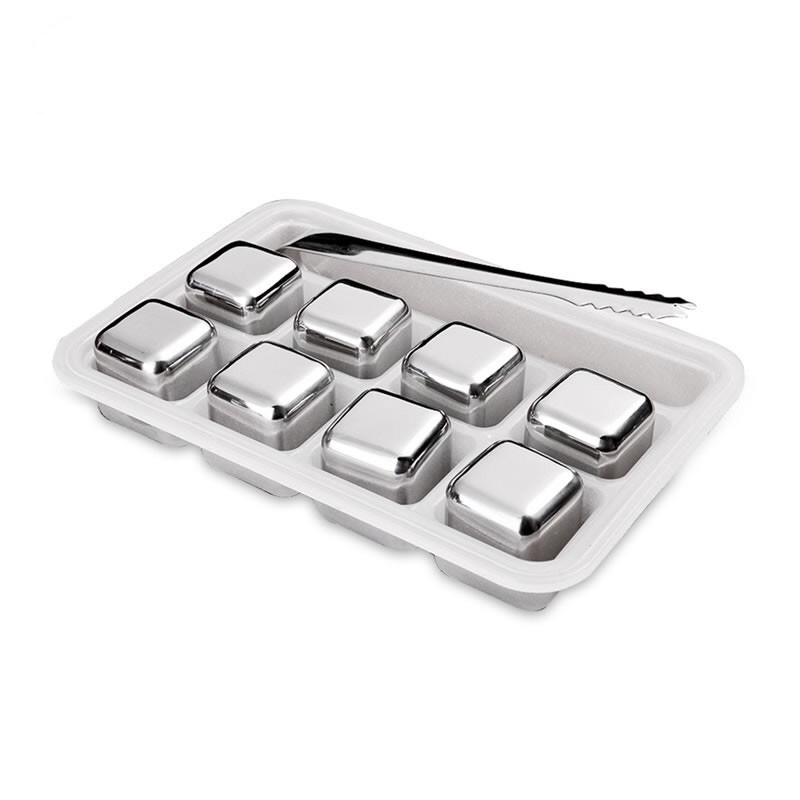 HOT sælger Square 27mm 8pcs sæt Stainless Steel Whisky Stones isterning
