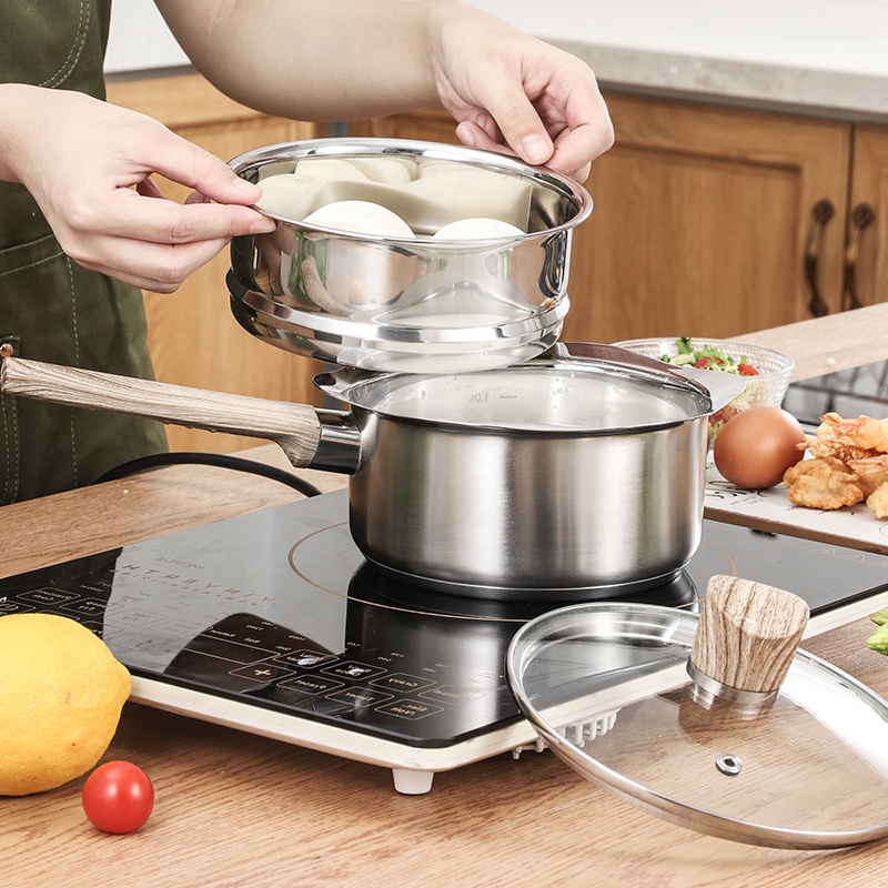 melform 2 lag Rustfrit stål mælkekrukke med håndtag og låg