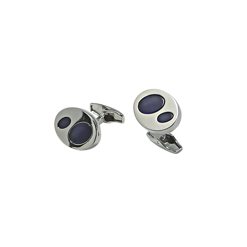 Blue Cat's Eye Oval Novelty Cuff Links