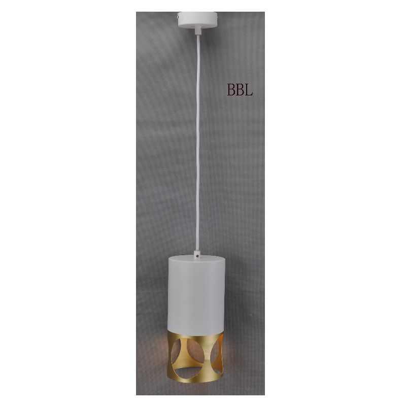 Moderne vedhængelampe-1 med hvid + guldskygge