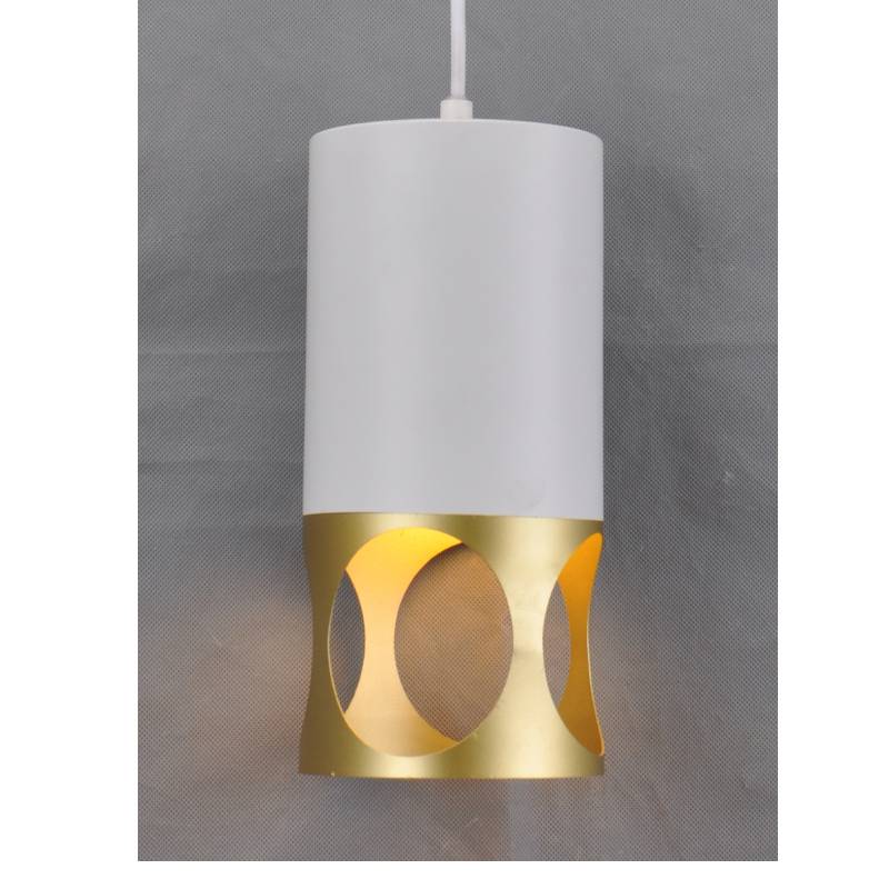 Moderne vedhængelampe-1 med hvid + guldskygge