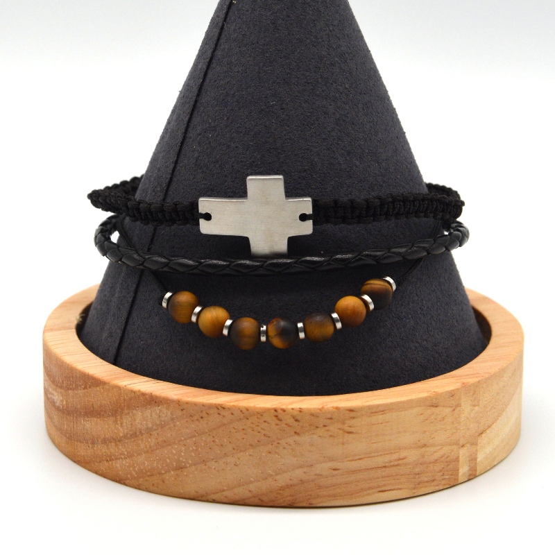 Rustfrit stål tilbehør læderarmbånd rfbbg1567