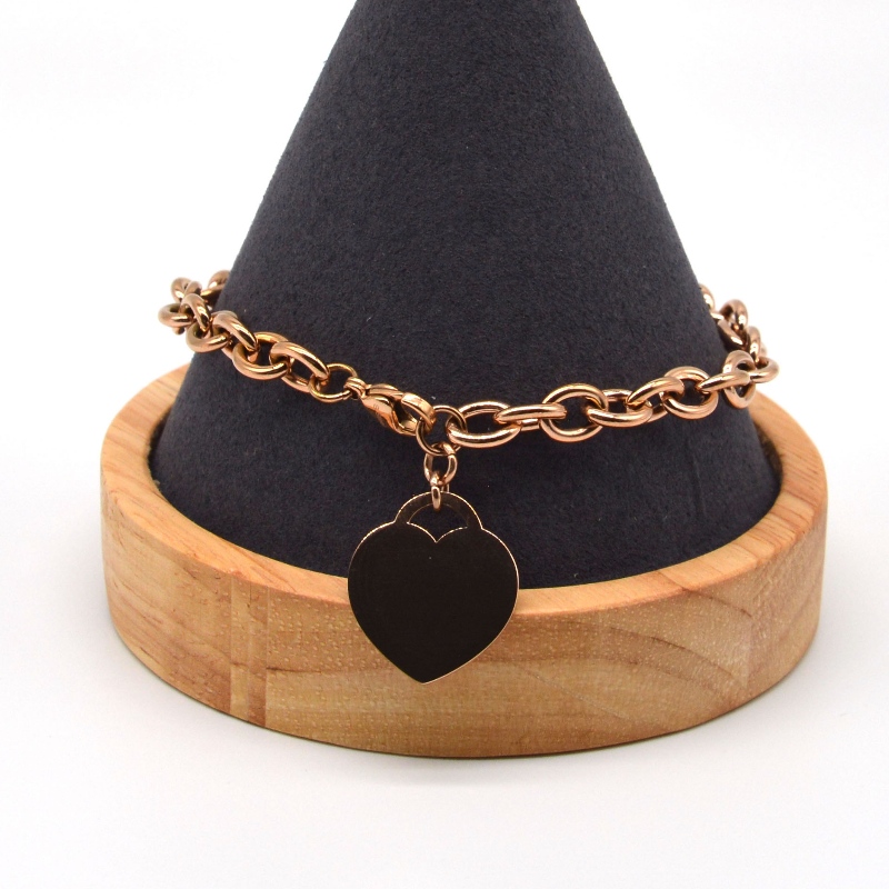 Rustfrit stål hjerteformet vedhæng kæde armbånd rfbbg0069