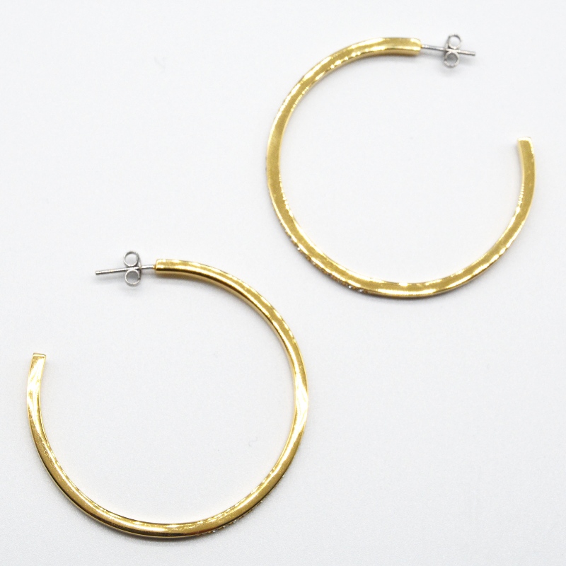 Rustfrit stål C-type klistret sten Earring rfbear1537