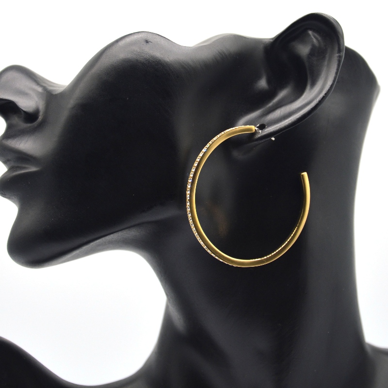 Rustfrit stål C-type klistret sten Earring rfbear1537