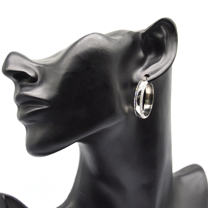 Rustfrit stål rund klistret sten Earring rfber0020