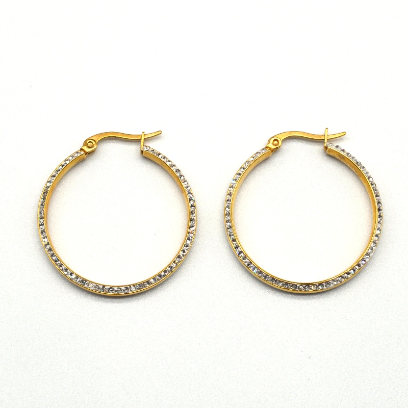 Fashion Jewelry, rustfrit stål smykker, øreringe af rustfrit stål, diamantøreringe, rhinsttoner, Zircon Hoop Earringe rfber0023