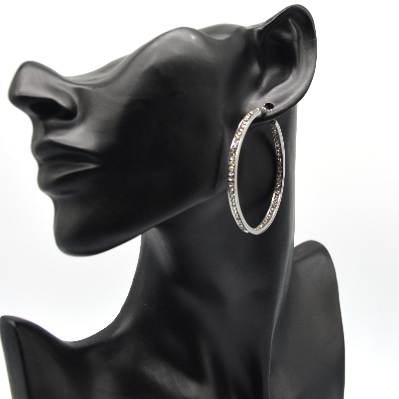 Møg, smykker af rustfrit stål, øreringe af rustfrit stål, diamantøreringe, rhinestoner, Zircon Hoop Earringe rfber0095