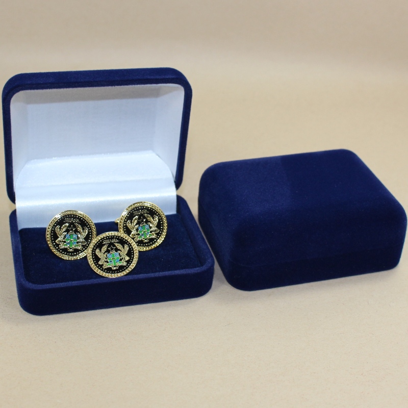 Punkt D-45S rund form Velvet Box for par manchetknapper, et 60mm slipseklip i længde, eller flere emblemer, mønter, medaljer osv., mm.75*95*32mm, vægt omkring 65g