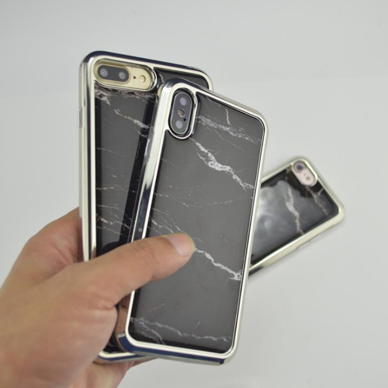 PC-elektroplated to-in-one iphone til Plus Marble, drop-gel case iphone ex-fabrikants indstilling