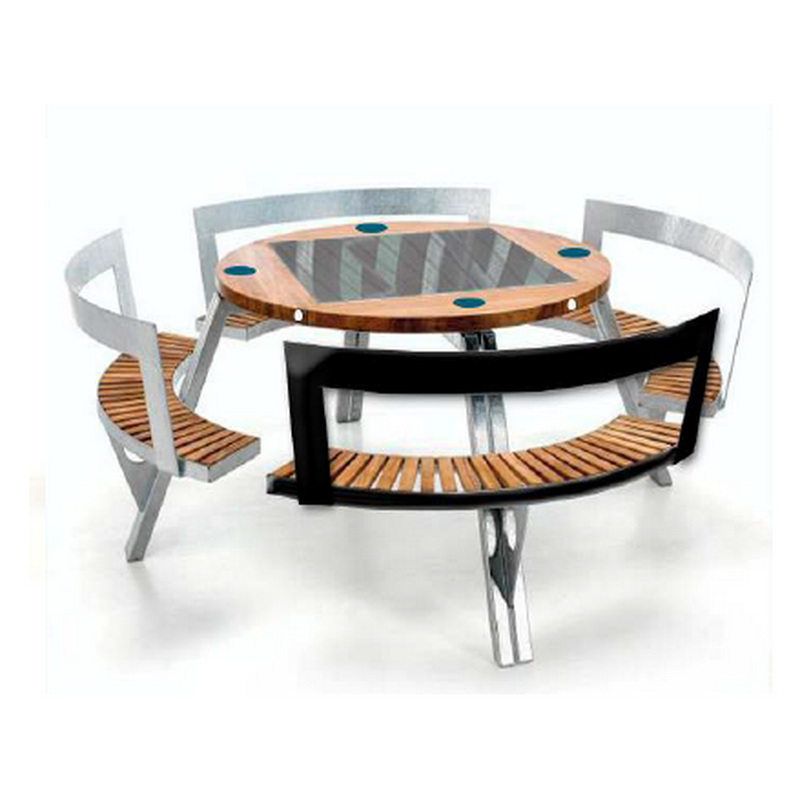 USB-telefonoplader Udendørs gademøbler Solcelledrevet Smart Detaljer Havebord Bænkestol