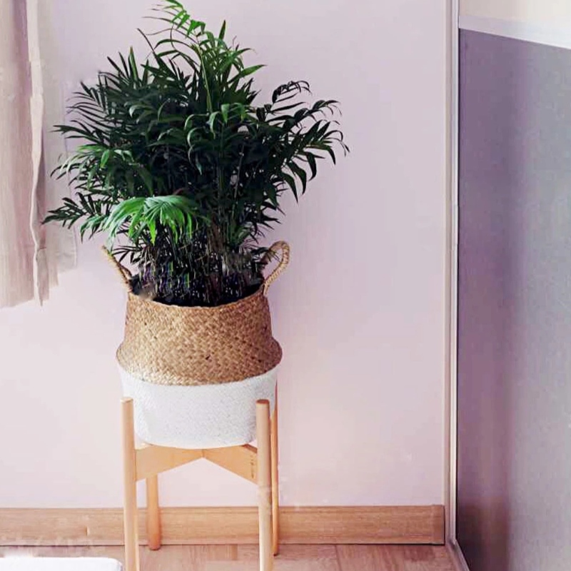 Boligindretning blomsterpotte stativ oval hængende havgræs opbevaringskurv