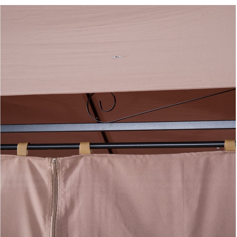 Udendørs 10 'x 13' 2-trins metalramme Gazebo med gardiner til gårdhave