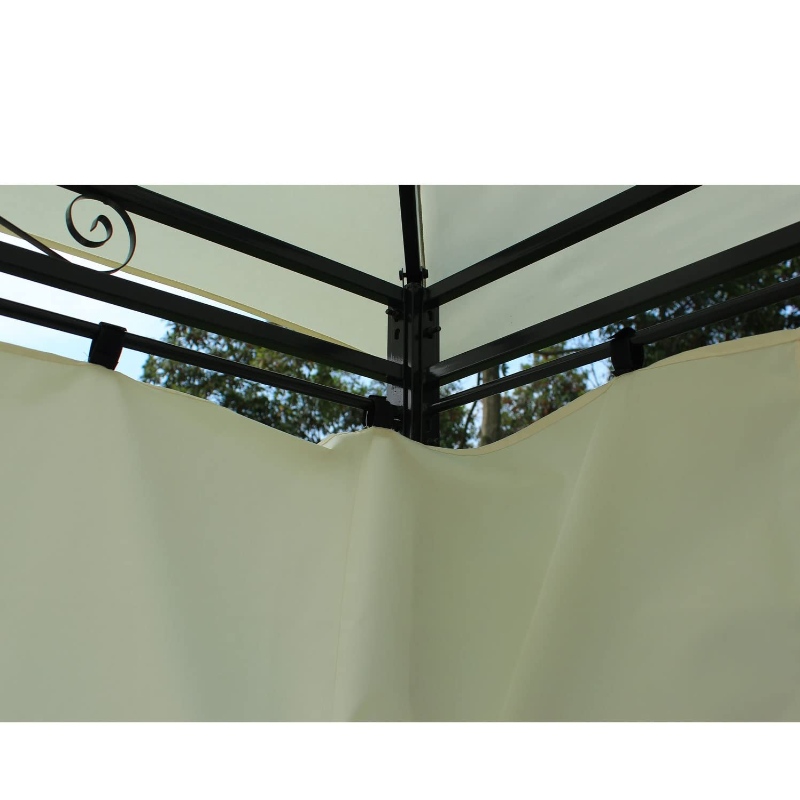 Dobbelt tag udendørs med ventileret blødt top Gazebo-taghætte og aftagelige gardiner