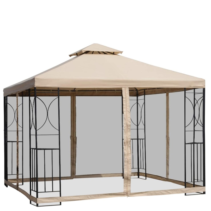 10 'x 10' stålstof firkantet udendørs gazebo med myggenet