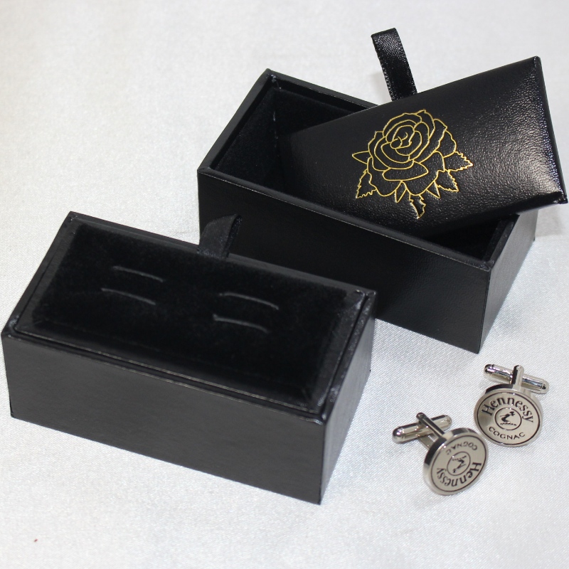 Punkt V-20 rektangel PU-læderkasse til 60-mm slips manchetknapper osv. mm.85*45*36, vægt omkring 55g