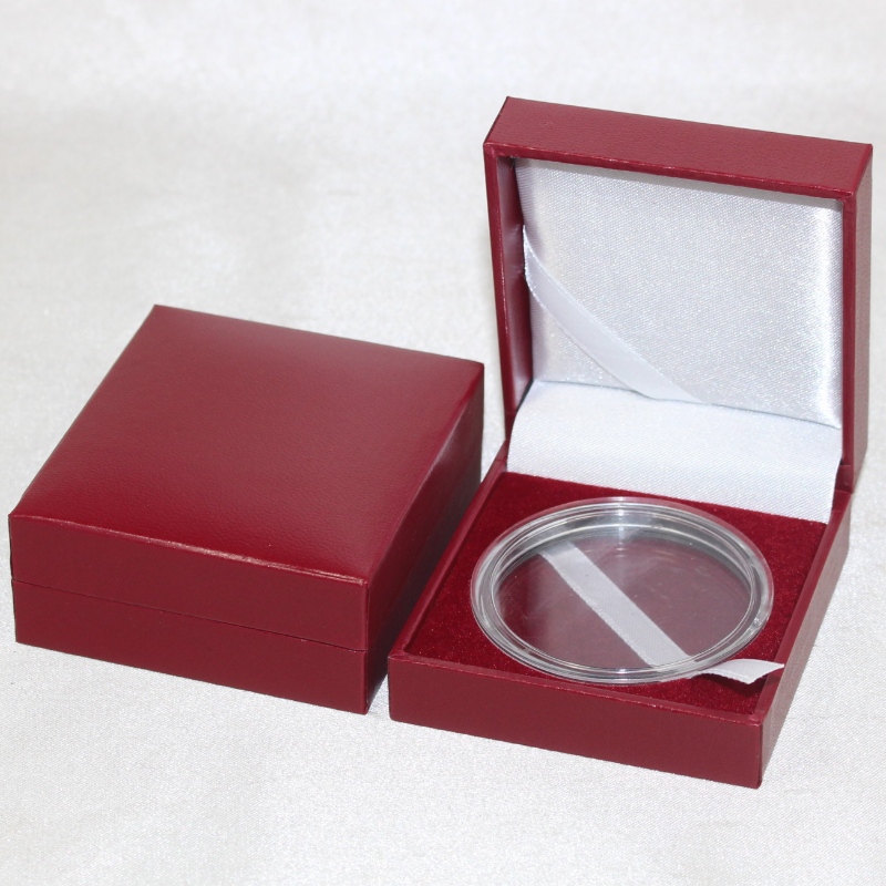 Punkt V-04 firkantet PU Læderkasse til mønter og emblemer, manchetknapper, slipseklip osv.63*68*28, vægt omkring 50g