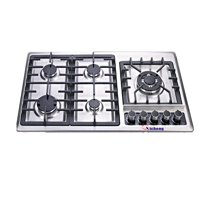 OEM-mærke 210 rustfrit stål 5-brænderbulit i komfur med komfur