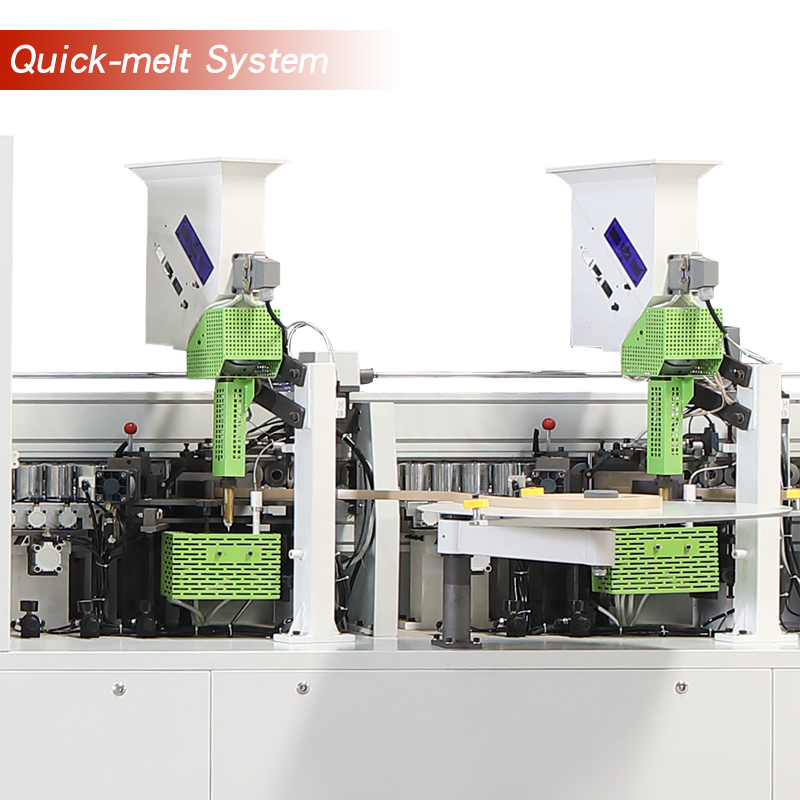 Valgfri konfiguration af kantbåndmaskine: PUR-system / Quick-melt-system