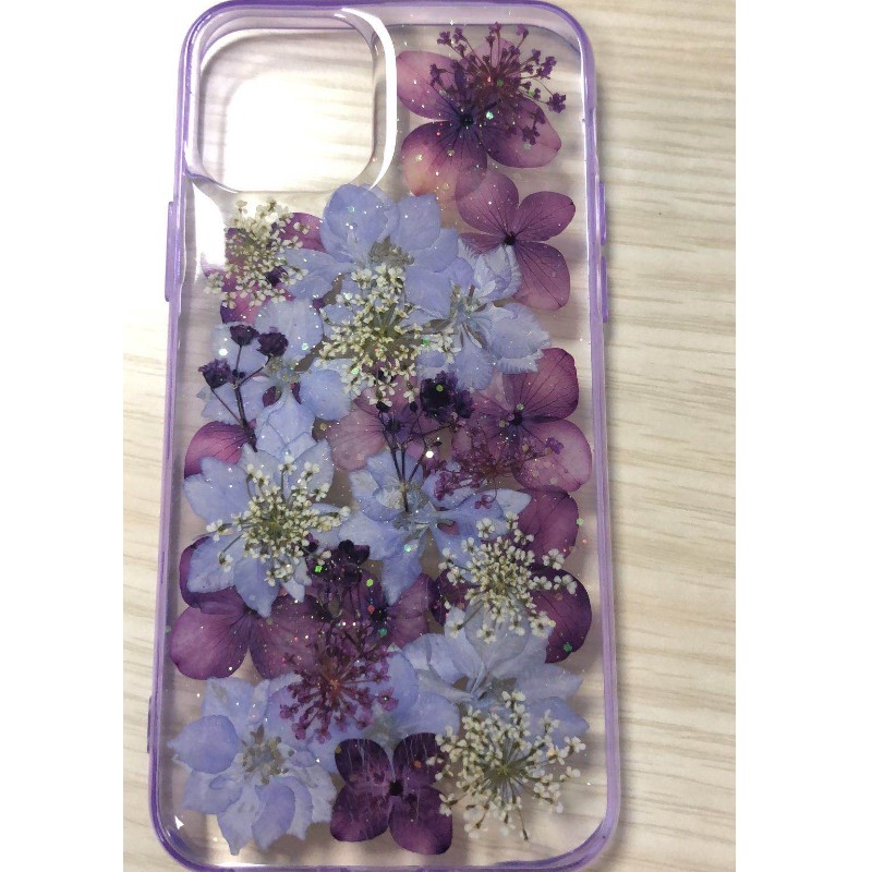 Tørret Blomst Epoxy Phone Case, Glitter Epoxy Case