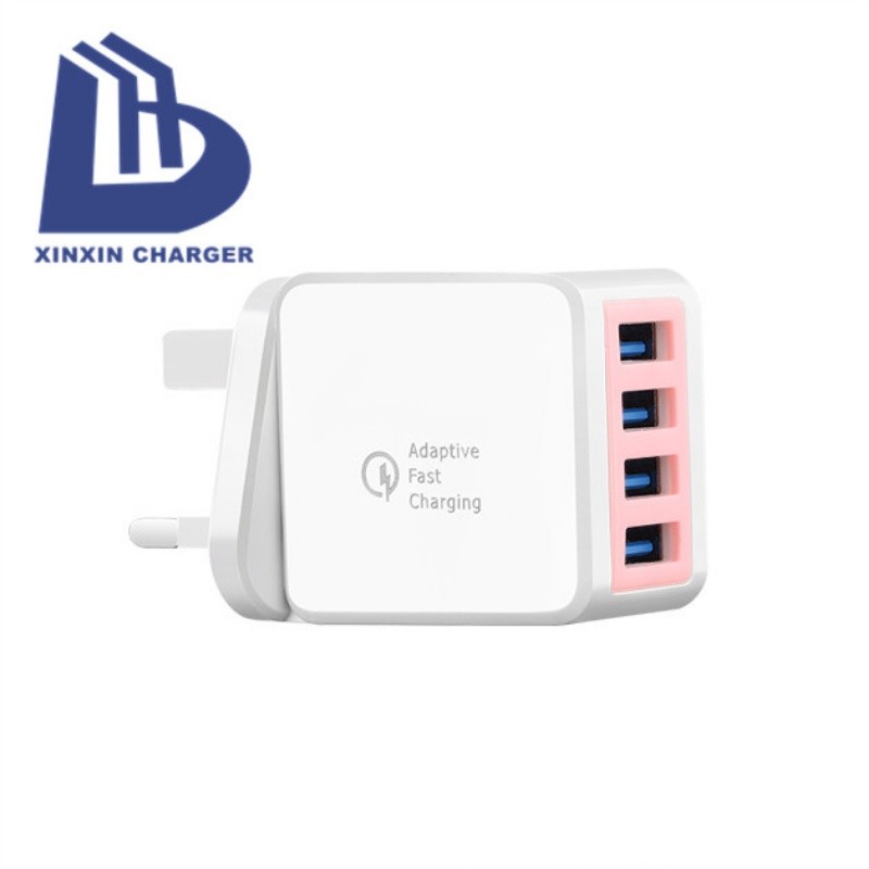 EU/US/UK Plug 2.1A 4 Port USB Wall Charger AC Travel Charger Adapter bærbare oplader 18W 3.0 hurtig oplader