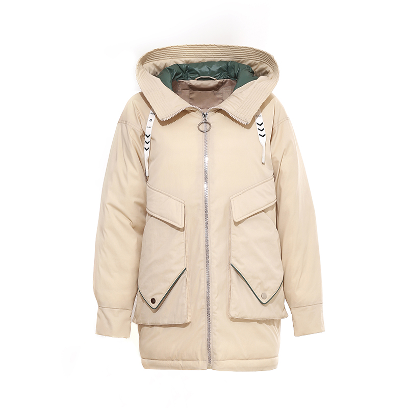 Ladies Midi- long coat med stor hætte