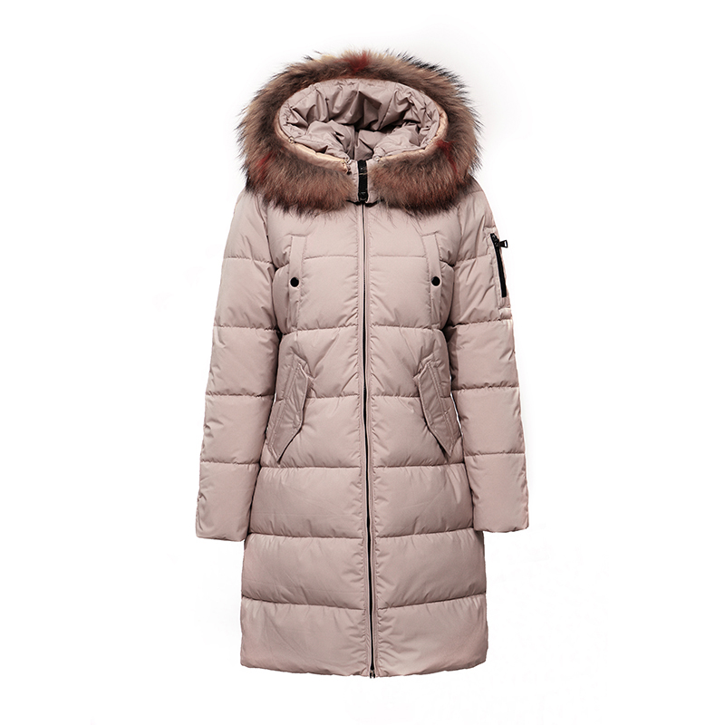 Fraværende varmt jakke med aftagelig hætte/ ægte pelsskind