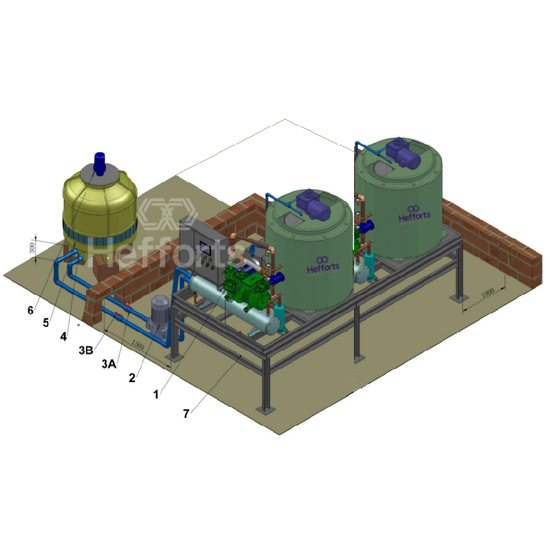 40tons pr. dag energibesparende flake-ismaskine med CE-standard