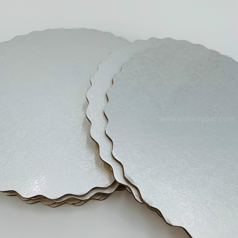 Scalloped Cake Board Sølv 6 tommer, fedtsikker kagepude 15cm, kagebaser små