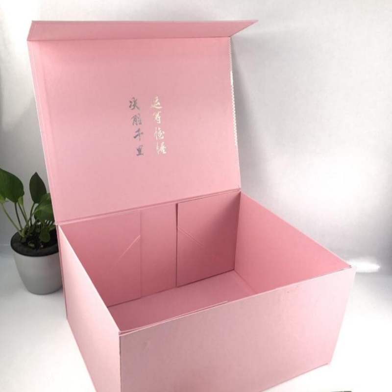 Pakkekasse, pink hot stanting, guldpen, blæk, papir, inksten, kulturelle relikvier papkasse, muslingeskaller foldepapir, gaveemballage