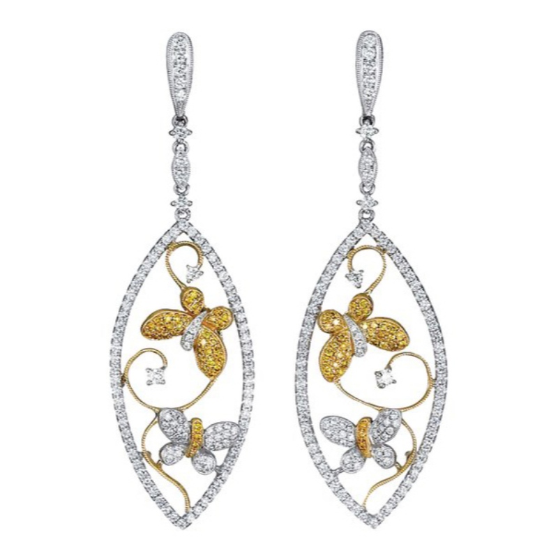 Kvindeblade Ramme unikke sommerfugleøreringe sommerfuglevinger diamantformede mode insektvedhængende øreringe til sommerbryllup gaver Kina Ruifanbao smykkefabrik til forarbejdning af smykker