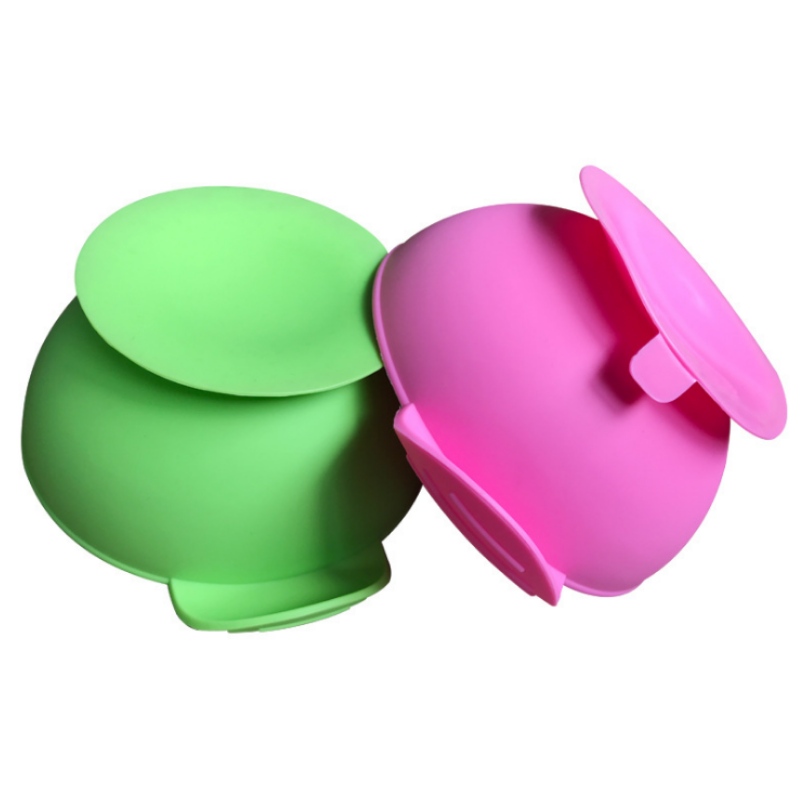 Silicone integreret oval smiley platte Silicone Baby Bib børns smiley plate