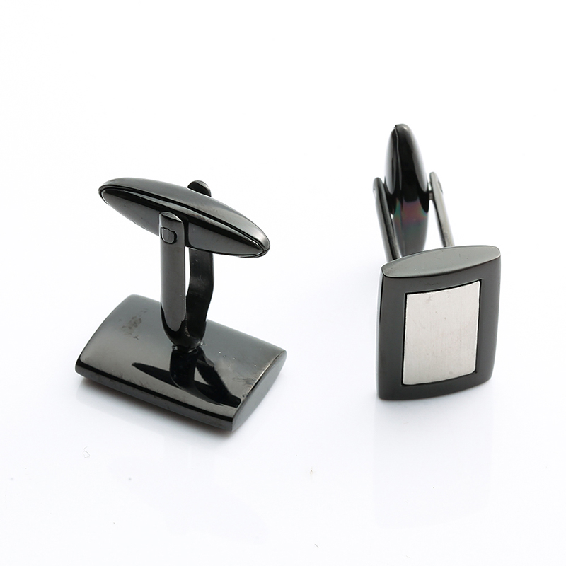 To tone sort plating rustfrit stål manchetknapper Kina smykker leverandør mænd manchetknapper
