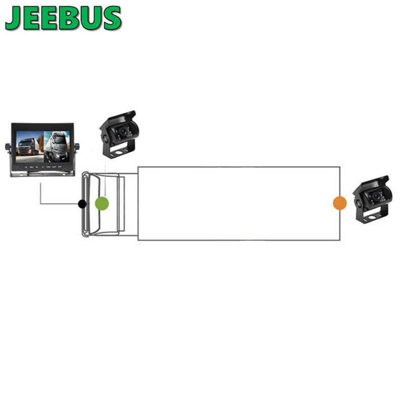 AHD 7-tommer DVR-skærm Kablet forfra bagfra Kameraoptagelsessystem til lastbilbus