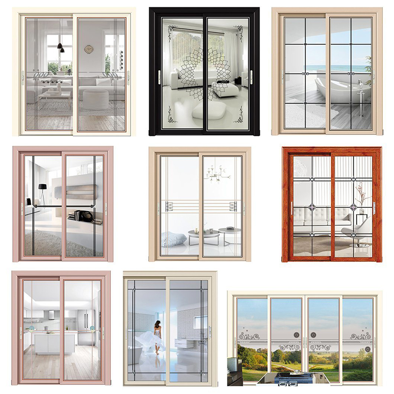 Glas Aluminium Slide Door Professionel Exterior Sliding Door Skift American Factory Outlet Aluminum Doors og Windows New Design Commercial Swing Aluminium Door Med Wooden Grain Farve Factory Ouset Aluminum Doors og Windows