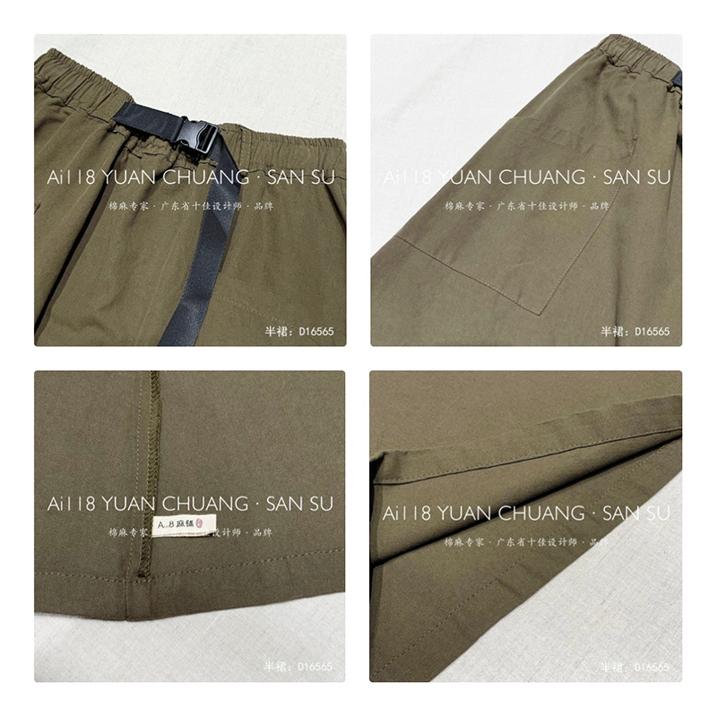 Lys- fittings design Minismst Straight stil Casual Solid color bomuld og linned overdimensioneret brugerdefineret Midi Skirt 16565