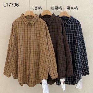 Lys- fittings design Minisisk udseende casual Solid- farve Strippede afkrydset overdimensioneret brugerdefineret 17796 Loose Check Shirt