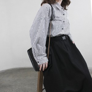 Lys- fittings design Minimalist kasual Solid color Strited Kontrollered overspecialed custoed 17825 Vertical stribed Shirt