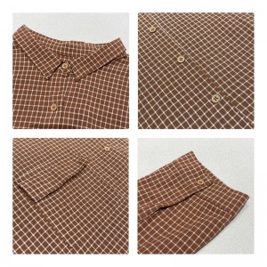 Lys- fittings design Minisisk udseende casual Solid- farve Strippede afkrydset overdimensioneret brugerdefineret 17836 Loose Checked Shirt