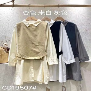 Løs- fittings design Minismst Smelly Casual Solid color Strited Kontrollered overspeced extra custoed 19507 Long lose Shirt + Waistcoat