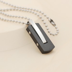 Engros rustfrit stål tofarvet sort plating vedhæng halskæde