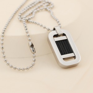 Engros rustfrit stål tofarvet sort Stee Wire vedhæng halskæde