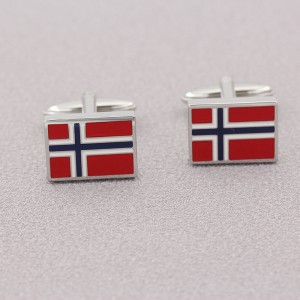 Mode smykker tilbehør Emalje manchetknapper Manchetknapper med norsk flag