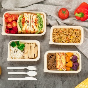 Firkantet form miljøvenlig komposterbar beholder til engangsopbevaring takeaway majsstivelse biologisk nedbrydeligt madbeholder