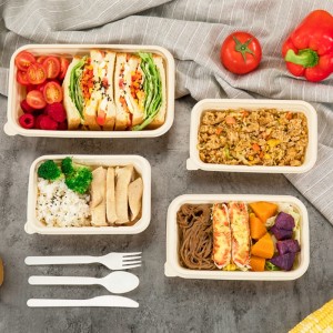 Rektangel miljøvenlig biologisk nedbrydelig emballage til mademballager takeaway majsstivelse engangs madbeholder