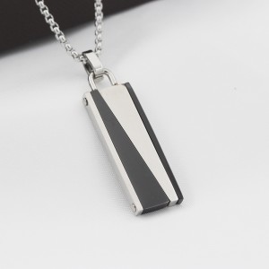 Mens Womens Jewelry Stainless Steel Pendant Two-tone Black Plated Neckline Chain