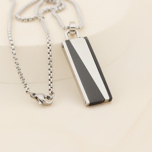 Mens Womens Jewelry Stainless Steel Pendant Two-tone Black Plated Neckline Chain