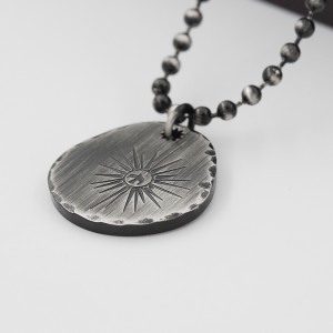 Antik sort halskæde skinnende stjerne vedhæng rustfrit stål rund halskæde